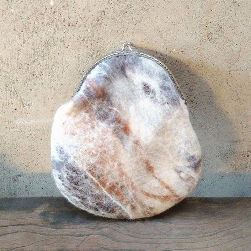 石纹羊毛毡口金包(大)/Marble bag 石纹侧背包 - 手工制作 纹路仅此一款 - 侧背包/斜挎包 - 羊毛 灰色
