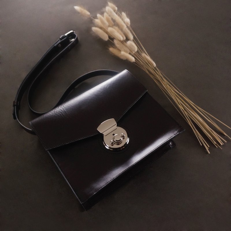Austen奥斯丁.复古包包.侧背包.深咖啡色 / 皮革 / RRENAE Leatherware - 侧背包/斜挎包 - 真皮 咖啡色