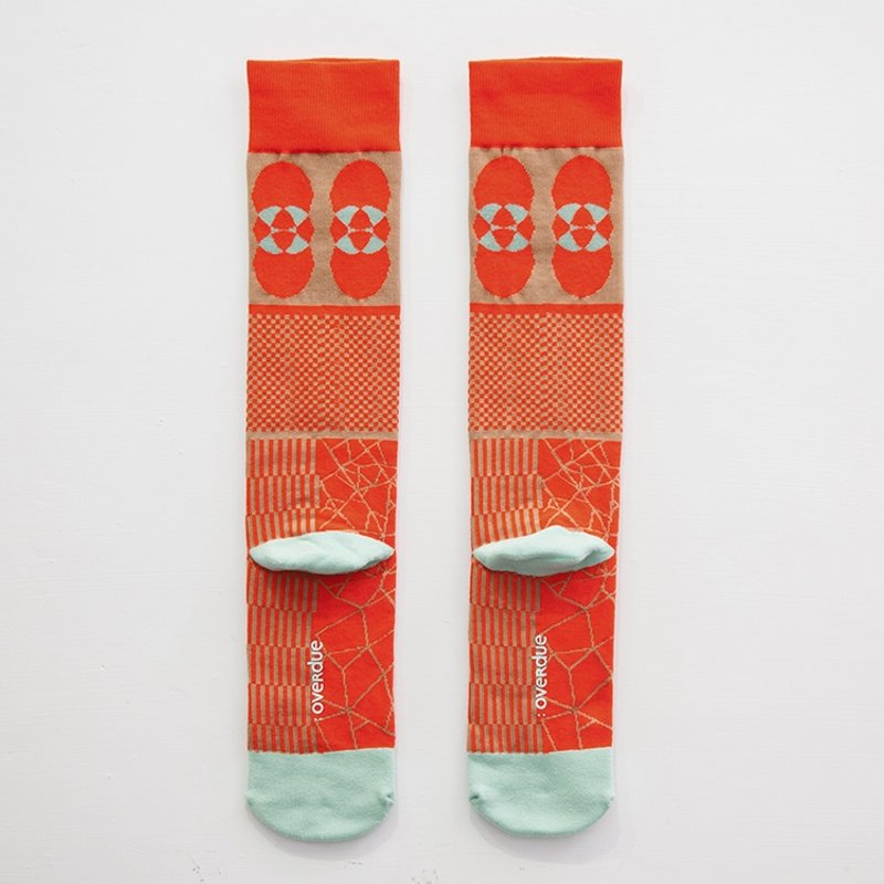 On sale - 冰河融化 / 及膝长袜 - 橘红色 - 袜子 - 棉.麻 红色