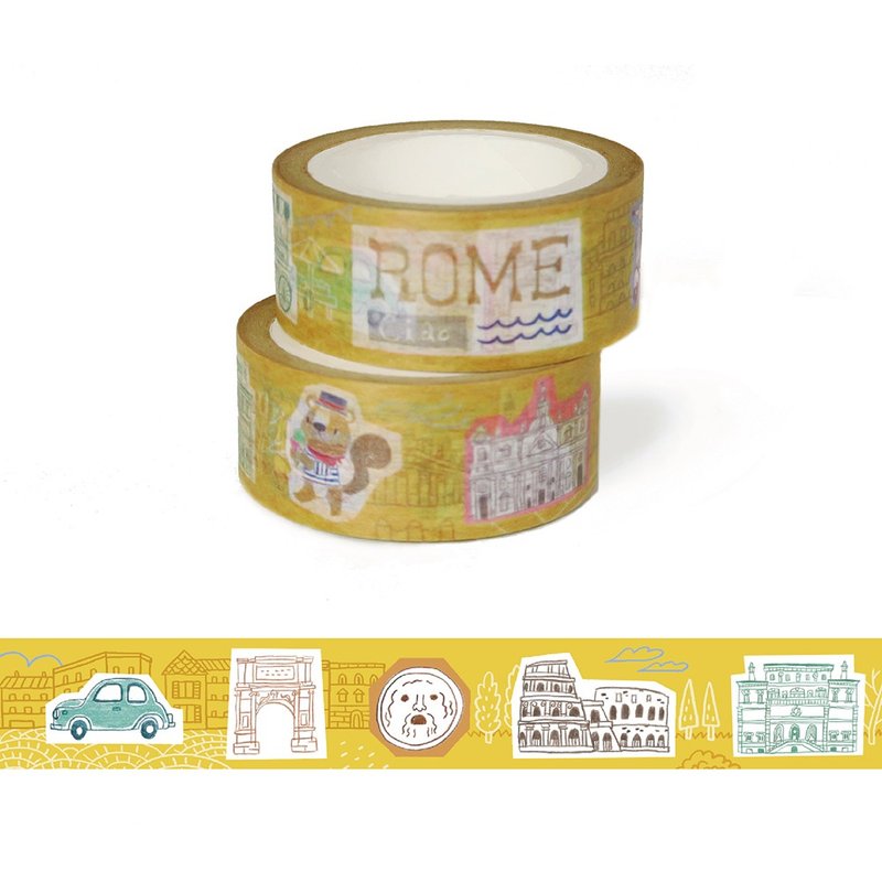 和纸胶带 : 飞游城市系列  阿诺游意大利罗马 - 纸胶带 - 纸 黄色