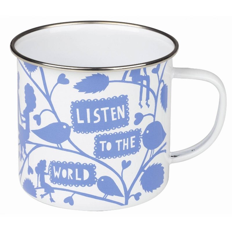 SUSS-英国Rob Ryan 剪纸系列Listen to the world珐琅杯_适合生日/新婚/节庆送礼 - 咖啡杯/马克杯 - 珐琅 蓝色