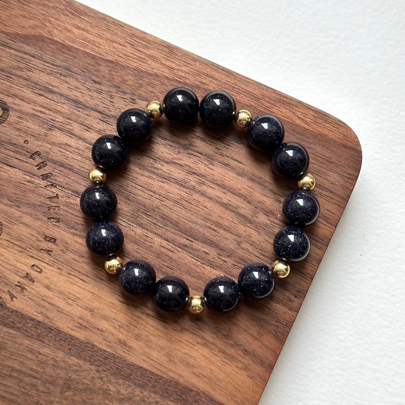 【星夜】蓝砂石简约镀金手链 聚财勇气信心意志【射手摩羯|12月】 - 手链/手环 - 半宝石 蓝色