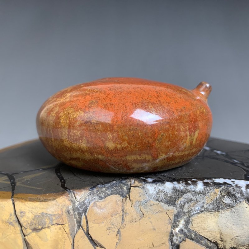 台湾【陶烧釉变】手拉坯水滴砚滴(大)04 - 其他 - 陶 咖啡色