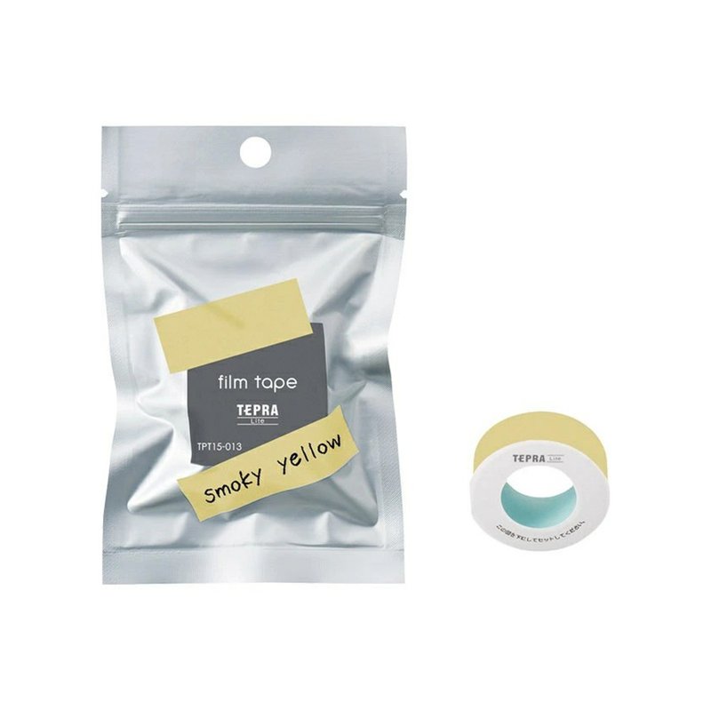 【KING JIM】TEPRA LITE 热感式标签薄膜自黏胶带 15mm 烟熏黄 - 纸胶带 - 其他材质 黄色