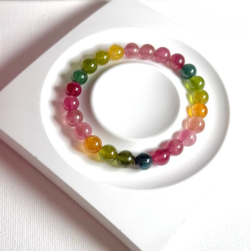 彩虹碧玺 7.6-8MM - 手链/手环 - 水晶 多色