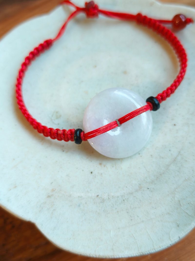 天然缅甸紫翡翠平安扣手绳 结缘价 - 手链/手环 - 玉石 紫色