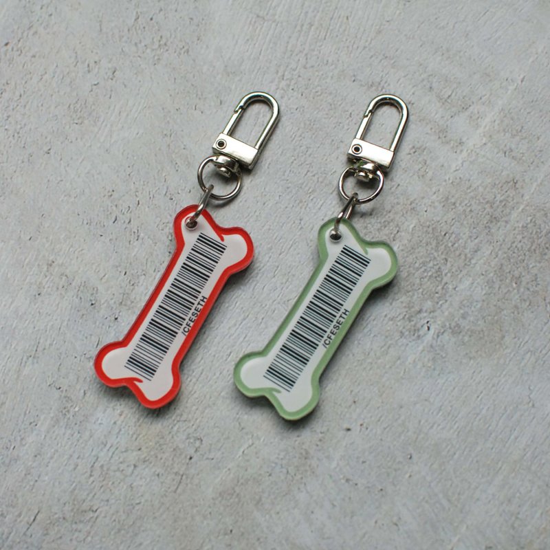 骨头造型双面防水电子载具钥匙圈 压克力钥匙圈 发票载具 各式条 - 钥匙链/钥匙包 - 压克力