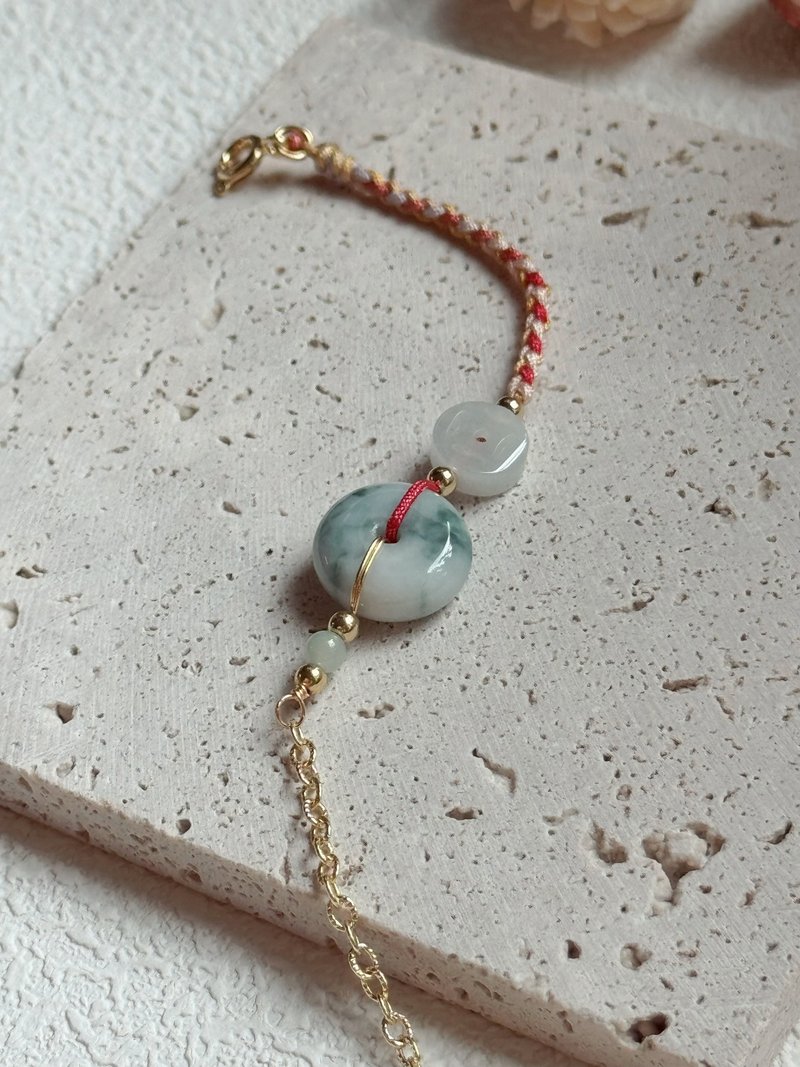 AZ 白底飘花平安带财扣新中式设计手链 - 手链/手环 - 宝石