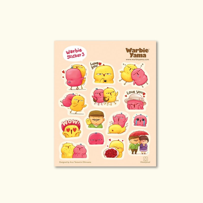 Warbie Mini Sticker set 004 (love) - 贴纸 - 防水材质 粉红色