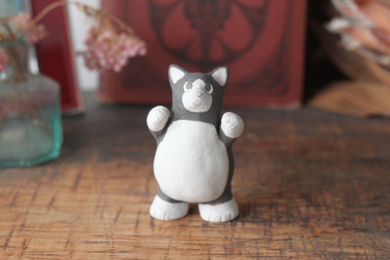 黑白猫迷你模型 - 玩偶/公仔 - 陶 卡其色