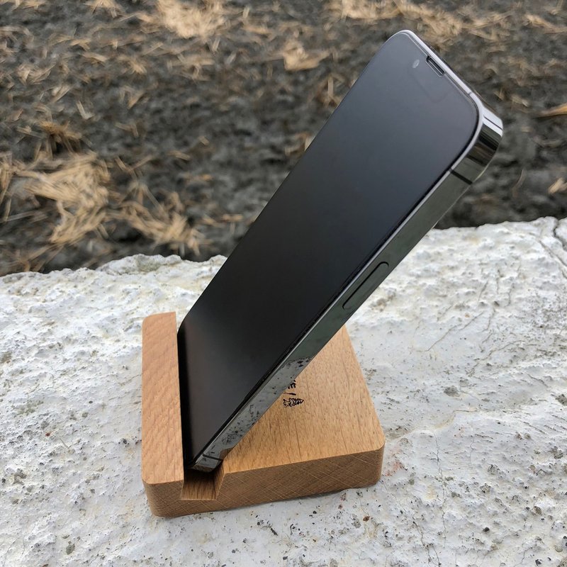 白橡木小方形手机座 - 手机座/防尘塞 - 木头 咖啡色