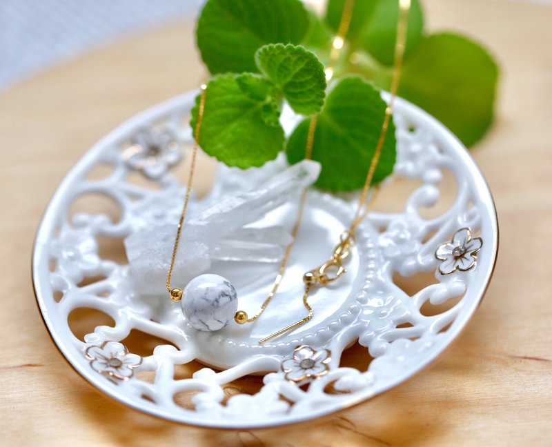 情人节礼物推荐||白松|| 天然石 黄铜包18K金 可调式项链 - 项链 - 水晶 金色