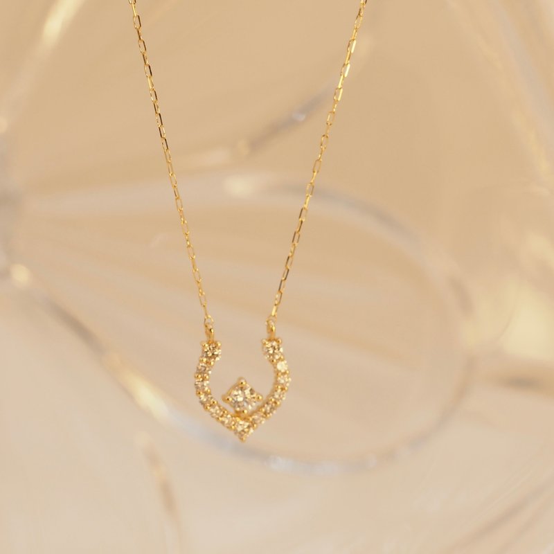 18K金钻石马蹄项链18K Gold Diamond Horseshoe Necklace - 项链 - 贵金属