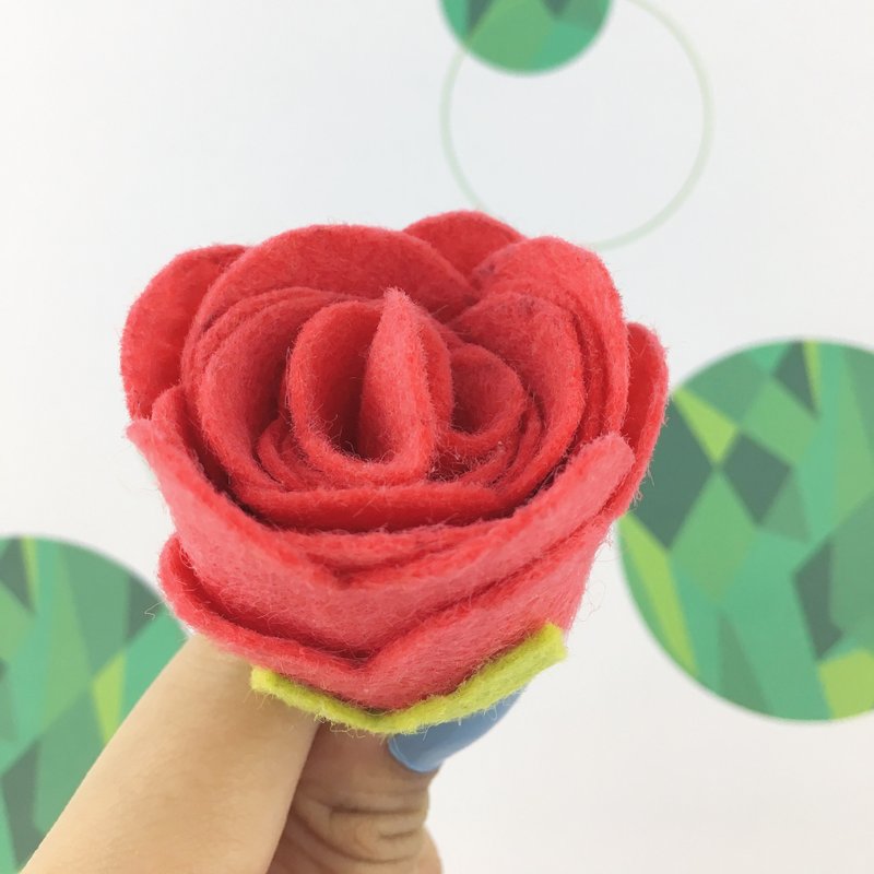 玫瑰发饰 立体 花 - 发饰 - 纸 红色