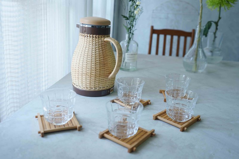 日本杂货-全新库存象印夏日手工藤编保温瓶茶杯杯垫组-日本制 - 茶具/茶杯 - 其他材质 卡其色