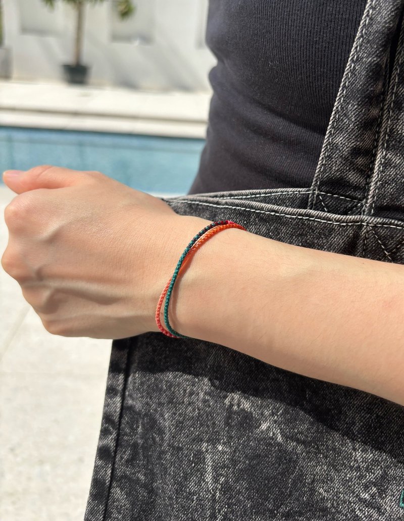 日系阳光活力正能量暖色系925银扣编织双层手绳中性 限量叠戴单品 - 手链/手环 - 其他材质