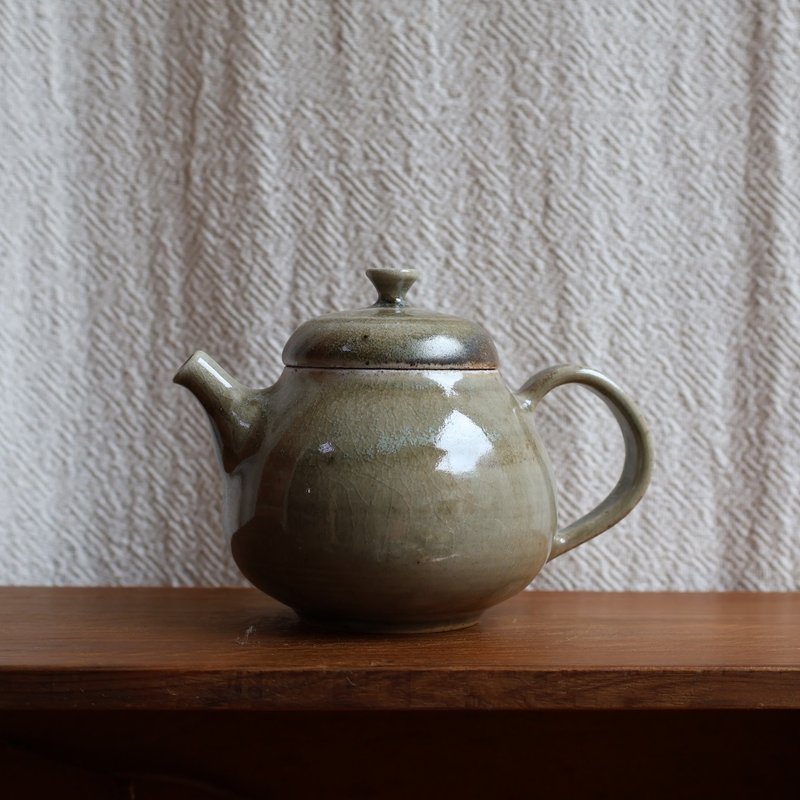 亮碧玉 柴烧陶手工茶壶 - 茶具/茶杯 - 陶 绿色