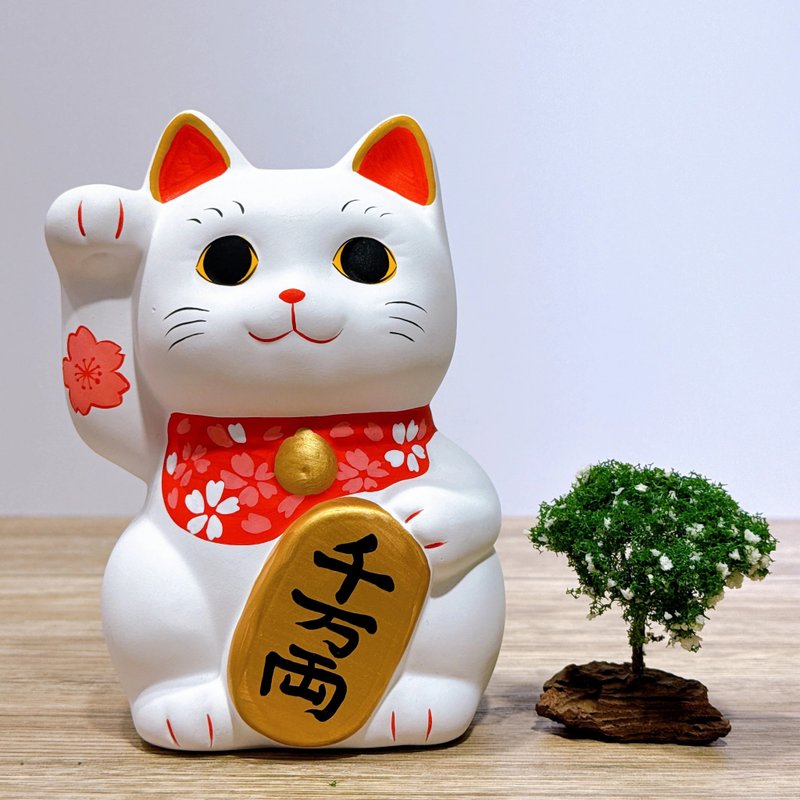 【樱福招财】日本谷中堂招财猫 | 白樱 - 摆饰 - 瓷 白色