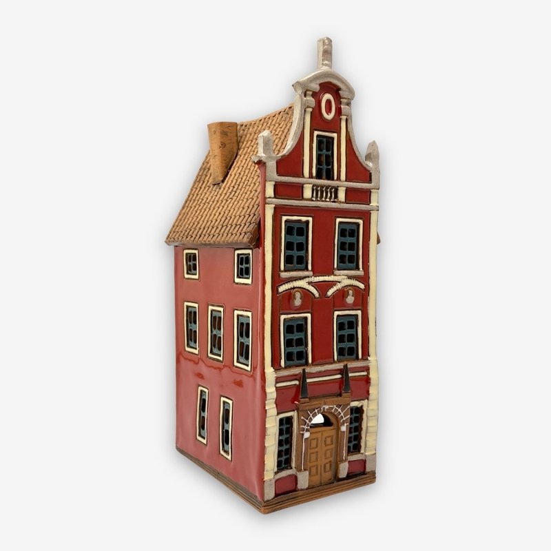 SOLO欧洲家居-手工陶瓷小屋 烛台 16cm 波兰系列 - 蜡烛/烛台 - 陶 红色