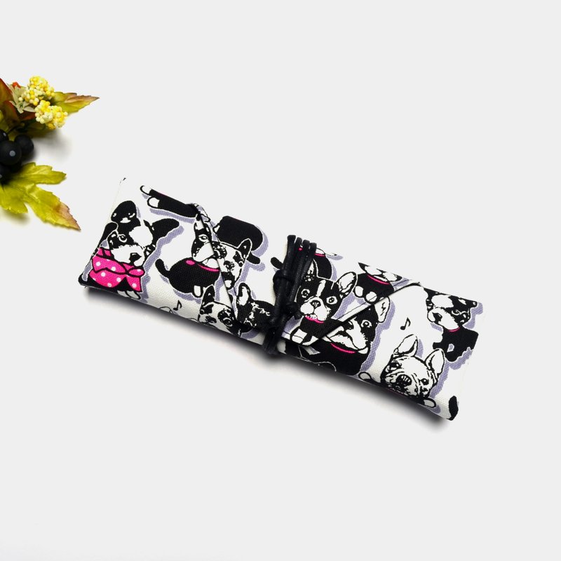 可爱狗狗餐具包/笔收纳袋 餐具套 餐具袋 帆布 收纳 环保 方便 - 收纳用品 - 棉.麻 黑色