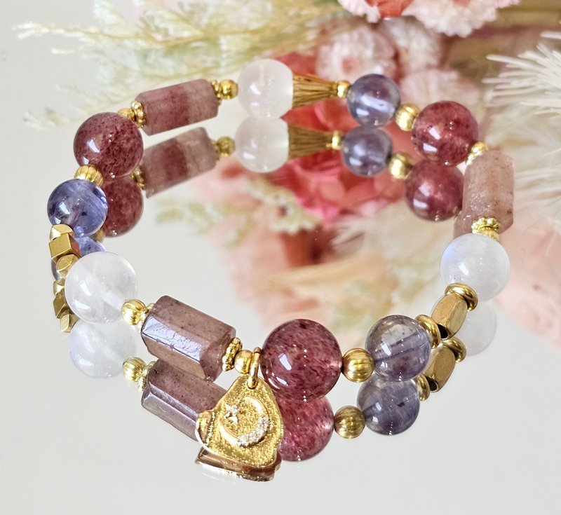 唐顿庄园-黄铜款/堇青石/草莓晶/月光石/爱情/人缘水晶手链 - 手链/手环 - 水晶 多色