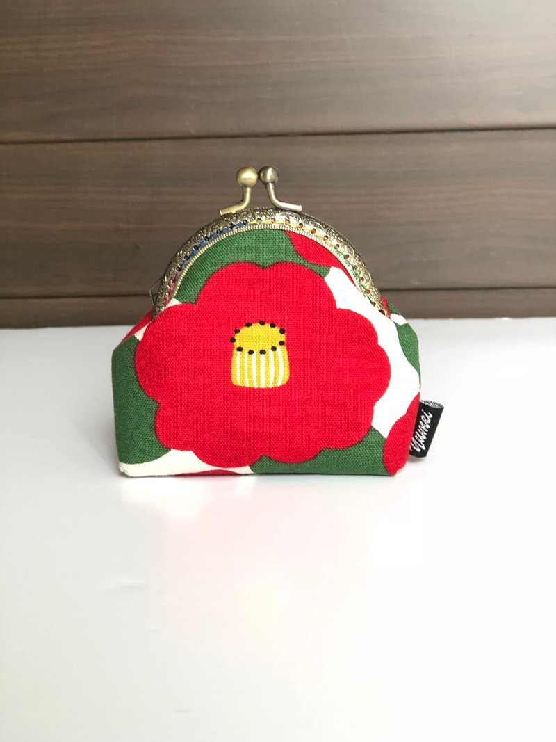 白底椿花口金包、零钱包 - 零钱包 - 棉.麻 红色