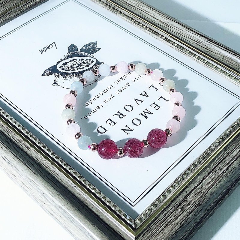 草莓天使 草莓晶 摩根石 水晶手链 天然石 生日礼物 爱情运 - 手链/手环 - 水晶 红色