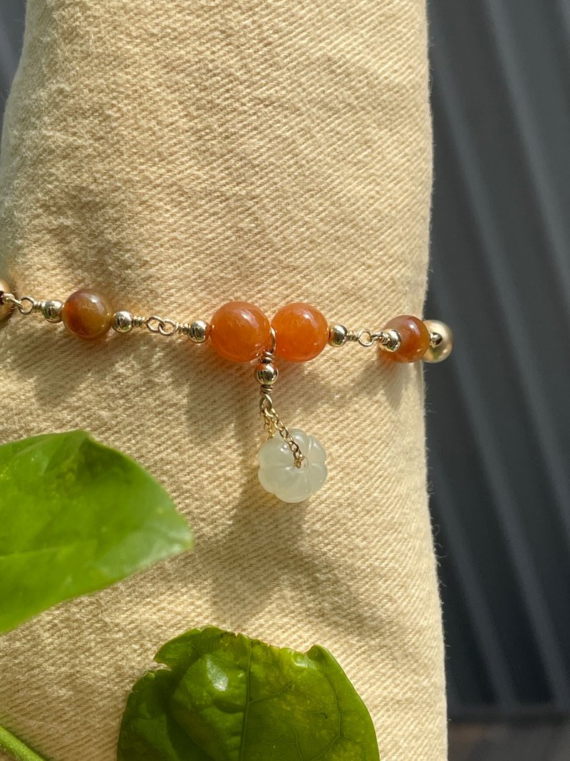 忘忧//天然翡翠A货 晴水 红翡 鸳鸯红翡 美国14KGF配饰 手链 - 手链/手环 - 玉石