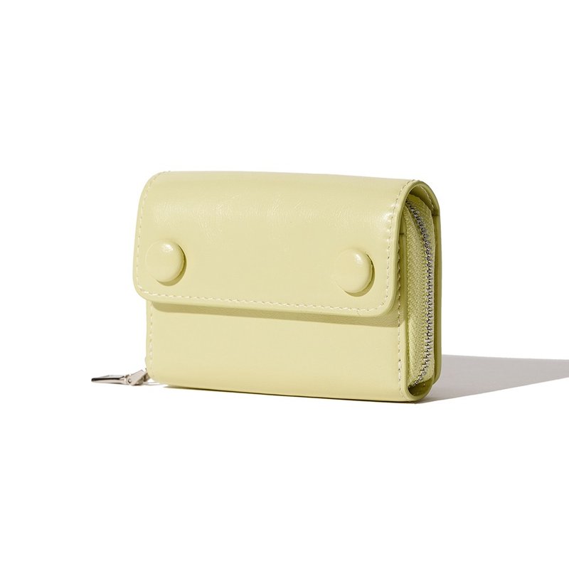 DOT Pocket 零钱钱包和卡片钱包 浅柠檬色 - 皮夹/钱包 - 真皮 黄色