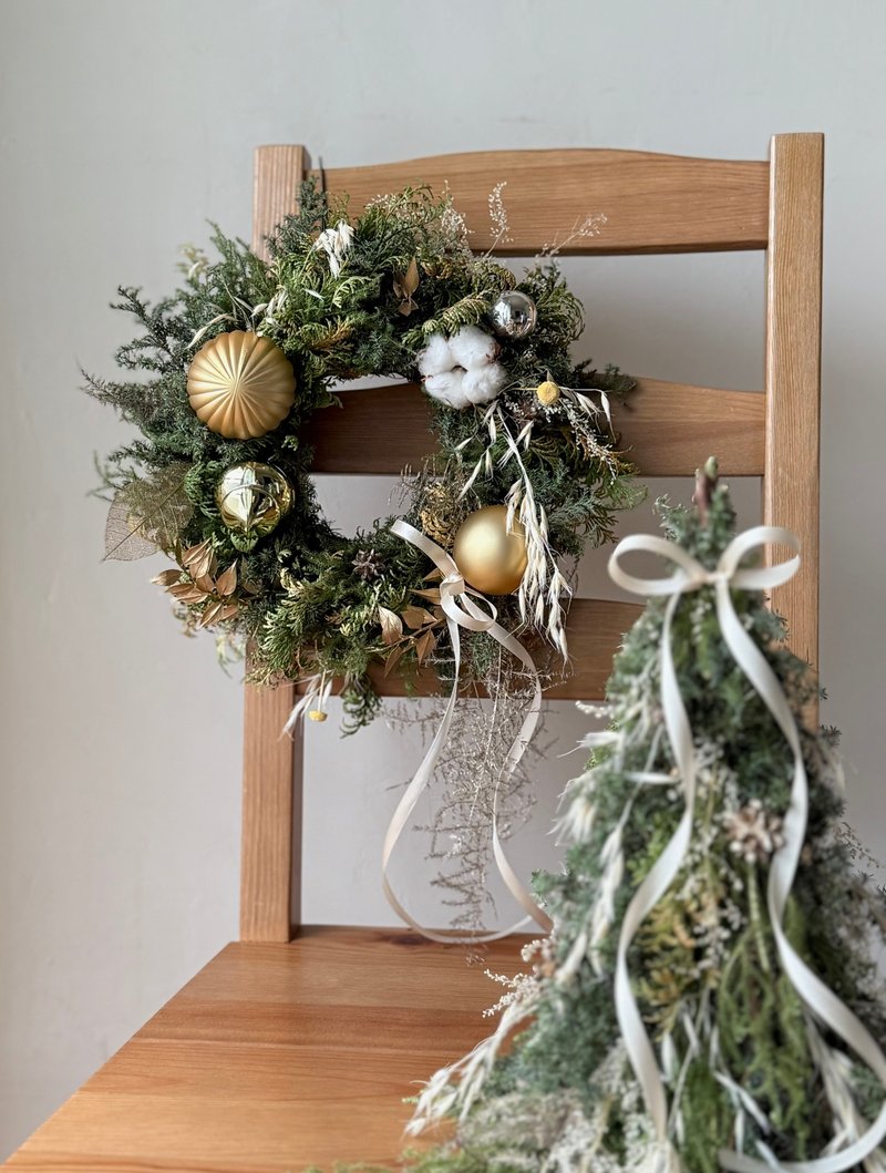 浅金色系 圣诞树/圣诞花圈_艹心 - 干燥花/捧花 - 植物.花 金色