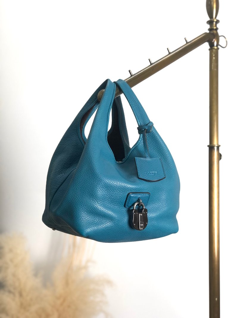 【日本直送,名牌二手包装】LOEWE罗意威 Karie PM 手袋蓝Cadena Motif 皮革迷你包 Vintage 2t2tsk - 手提包/手提袋 - 真皮 蓝色