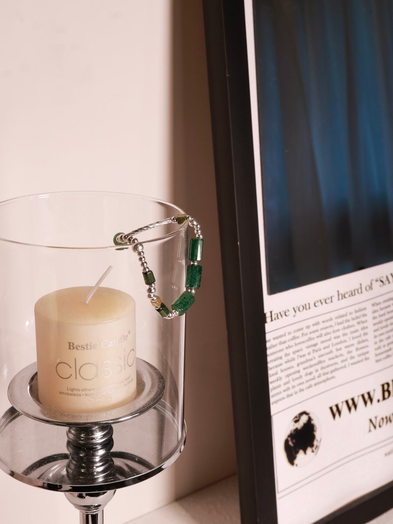 罗勒碎击。绿草莓 绿碧玺 S925纯银 手链 - 手链/手环 - 水晶 绿色