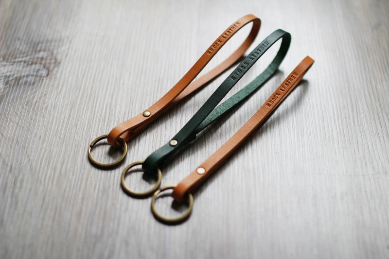 【秀气长条钥匙圈】牛皮 | 可定制化 - 钥匙链/钥匙包 - 真皮 咖啡色