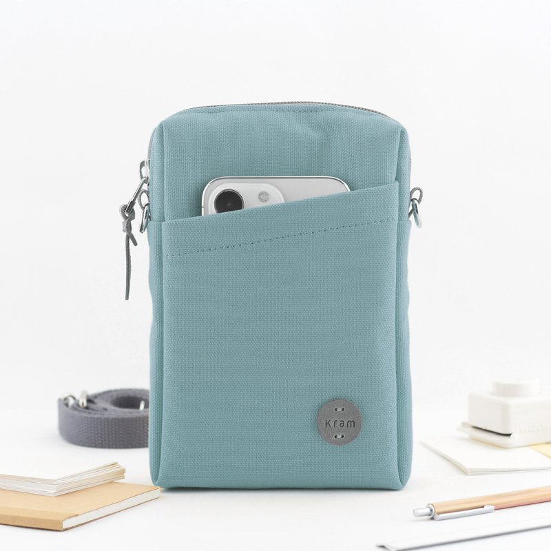 方型小包 / 侧背包 / 斜挎包 日本帆布 - 湖水蓝 - 侧背包/斜挎包 - 棉.麻 蓝色