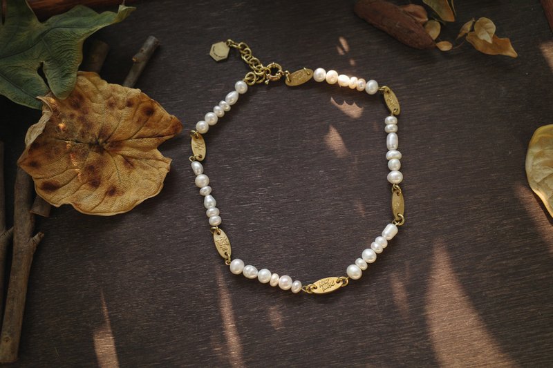 LOGO珍珠段落项链 - 手链/手环 - 其他金属 白色