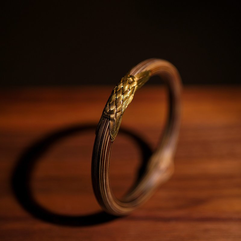 黄大吉 未时天然野生药风藤镯子精编黄铜丝复古传统老手工艺男女 - 手链/手环 - 木头