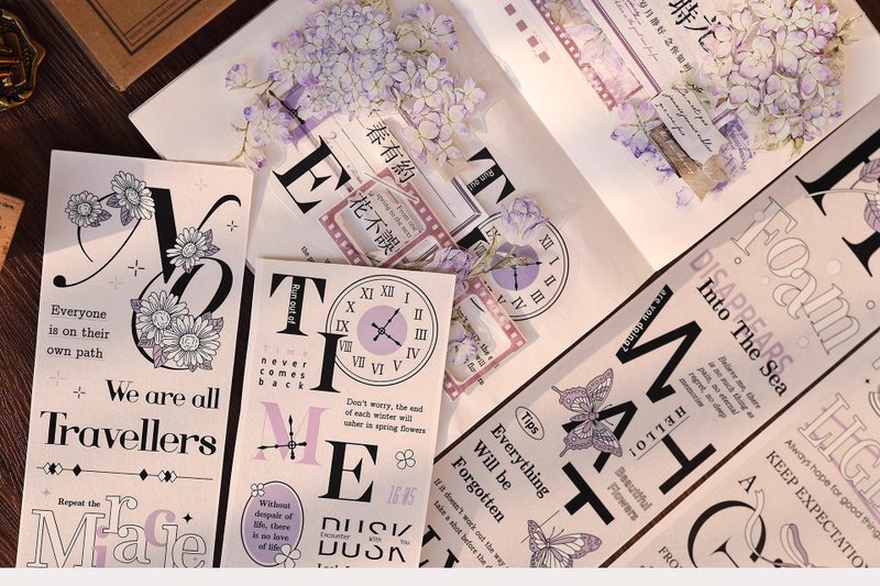 光年 复古大标题中英文字打底 PET 纸胶带 手帐字素 - 纸胶带 - 纸 多色