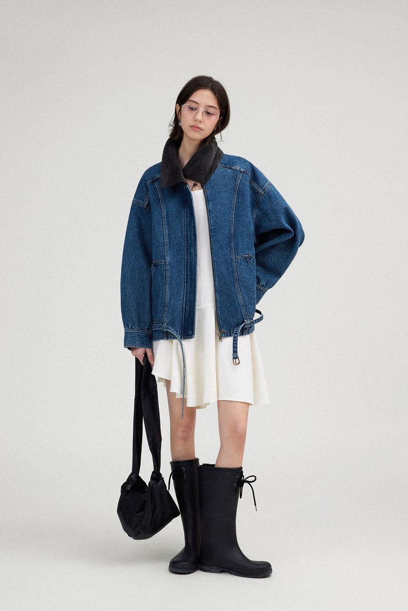 tomboy 做旧水洗牛仔夹克外套 - 女装上衣 - 其他材质 蓝色