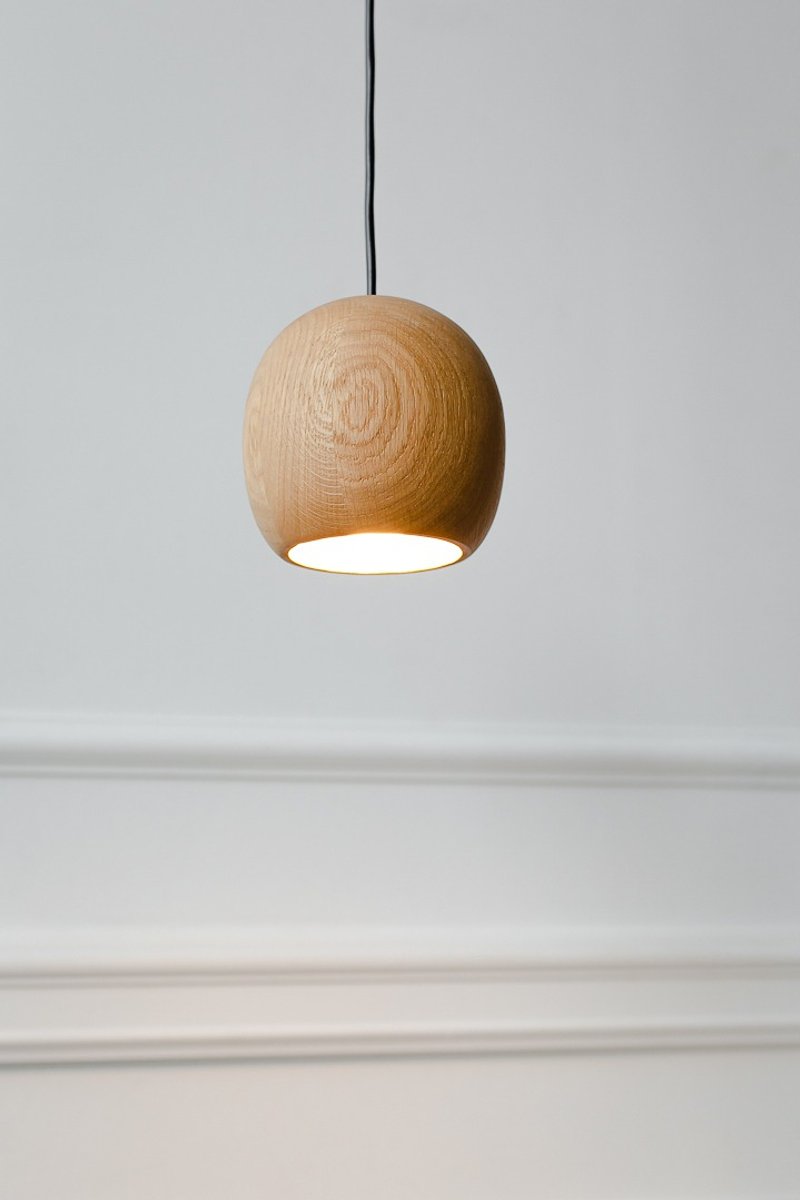Wood pendant light Wooden lampshade Hanging ceiling lamp for kitchen island - 灯具/灯饰 - 木头