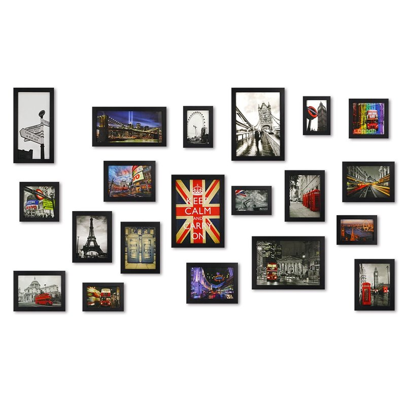 北欧简约相框墙 黑色 20入组合 室内设计 布置 装饰 照片墙 裱框 - 画框/相框 - 木头 黑色
