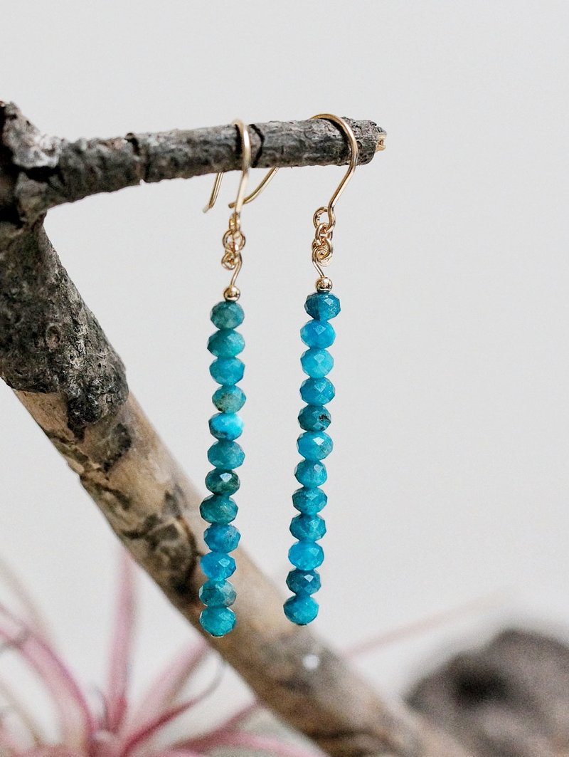 14K GF 包金,磷灰石耳环 ( 14K GF Faceted Apatite Earings ) - 耳环/耳夹 - 水晶