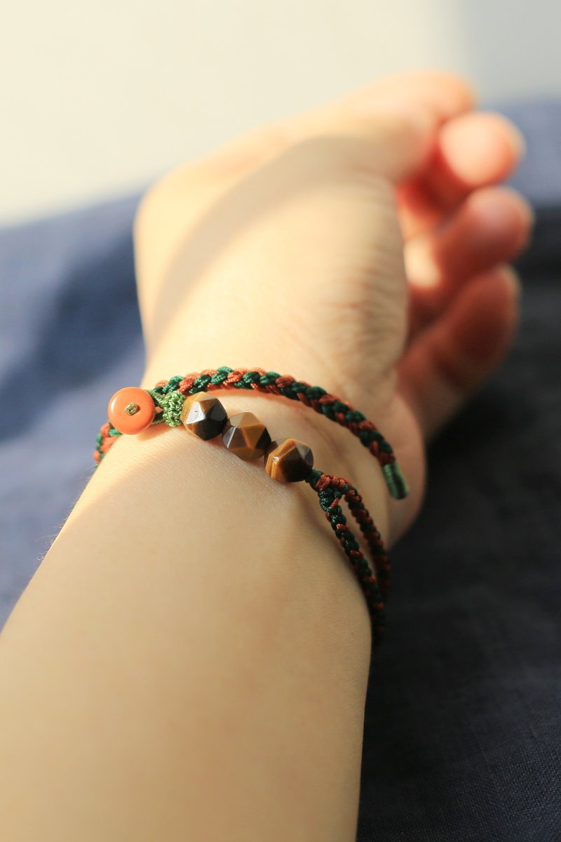 No.8-原創 &知秋 | 黃虎眼 編繩 | 好运 - 手链/手环 - 半宝石