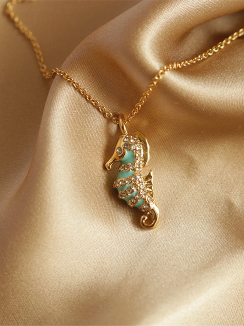 海盼之心海马14K项链项链 Ocean Hope Seahorse Necklace - 项链 - 铜/黄铜 金色