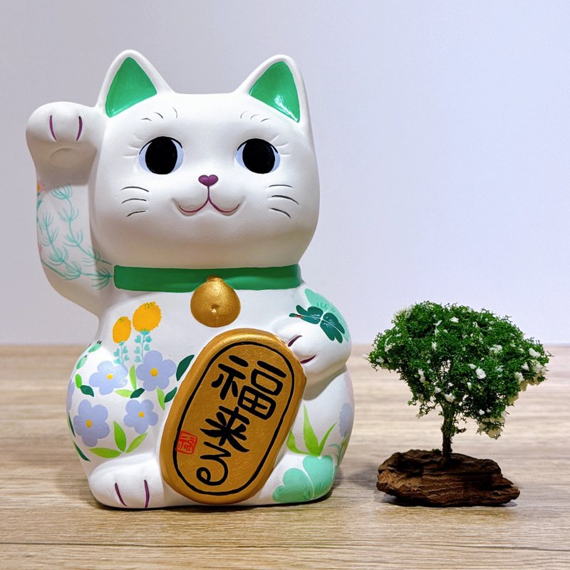 【野趣招财】日本谷中堂招财猫 | 野の花 - 摆饰 - 瓷 白色