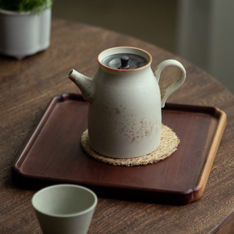 日式侘寂粗陶泡茶壶 复古酱型壶 景德镇手工製功夫茶具 - 茶具/茶杯 - 陶 白色