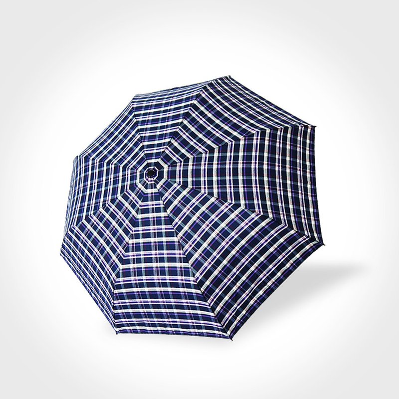 双龙英国风央带格纹易开收折伞秒收伞超拨水雨伞(蓝紫格) - 雨伞/雨衣 - 防水材质 紫色