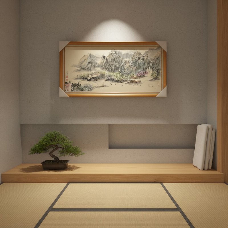 满心盼渔归 水墨设色原作 生宣纸 山水诗境横幅 - 海报/装饰画/版画 - 纸