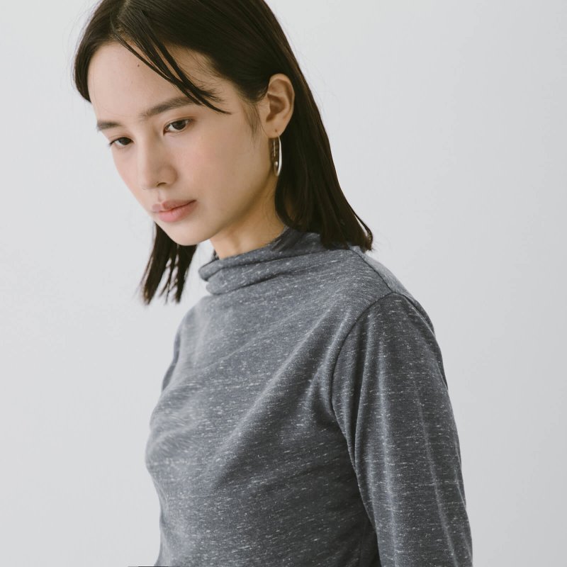 垂领长袖上衣 - 灰 - 女装上衣 - 棉.麻 灰色