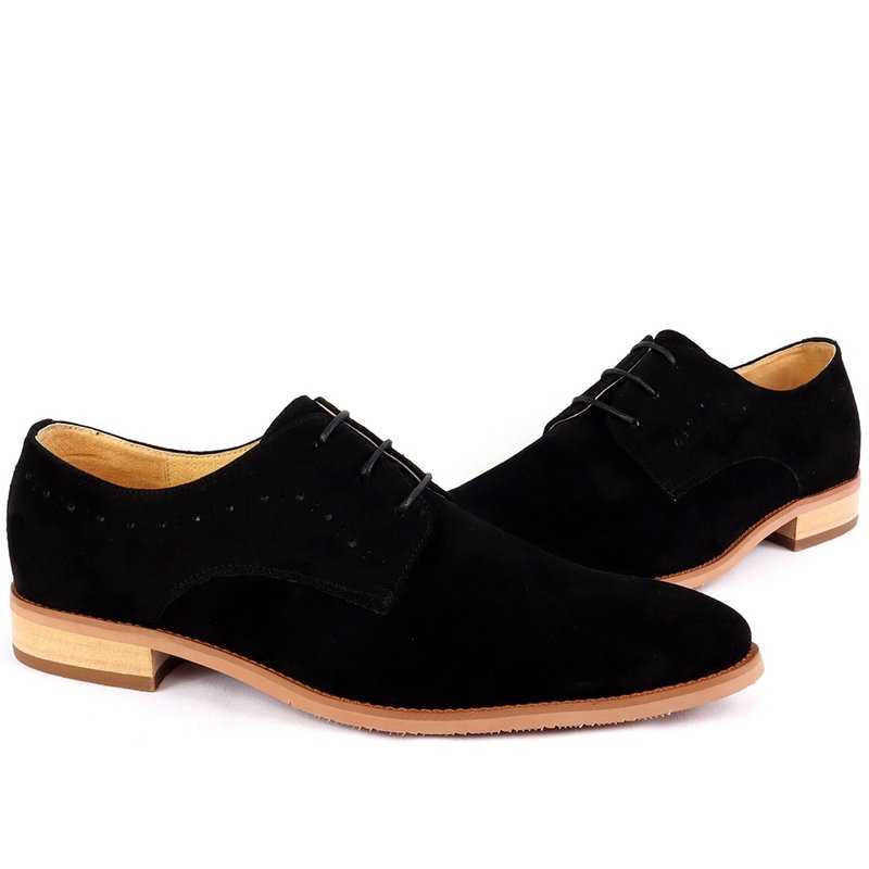 sixlips 生活百搭素面麂皮德比鞋 黑 - 男款皮鞋 - 真皮 黑色