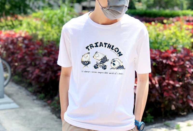 Funny Three Chickens 放3鸡 | Triathlon三铁鸡 短袖T-shirt - 男装上衣/T 恤 - 棉.麻